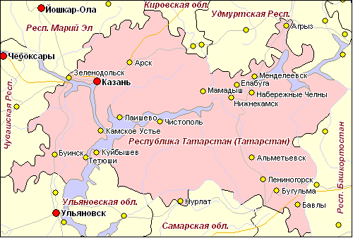 Где находится татарстан на карте